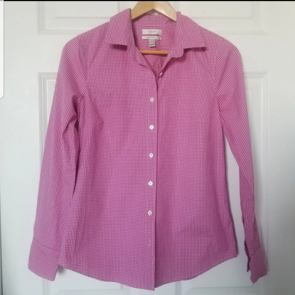 J. Crew Checkered Stretch Perfect Button Down Siz… - image 1